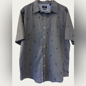 Chaps Blue Palm Tree Denim color Casual‎ Button Up Shirt Size XL